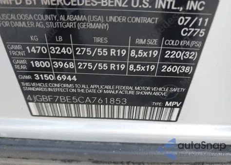 2012 Mercedes-Benz Gl 450 4Matic z USA, uszkodzony, nr VIN 4JGBF7BE5CA761853